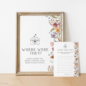Where Were They Bridal Shower Game | Printable Bridal Shower Games |  Couples Photo Game | Sign and Cards | Editable Template