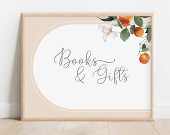Citrus Baby Shower Sign | Books and Gifts Table (Editable Template)