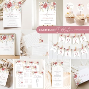 Love In Bloom Bridal Shower Bundle | Wildflower Bridal Shower Set | Love Is In Bloom Floral Bridal Shower Invitation, Games and Decor