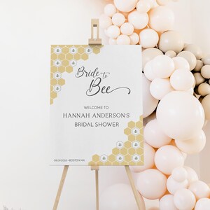 Bride To Bee Shower Welcome Sign Template | Honey Bee Bridal Shower Poster | Bee Bridal Shower Sign | Editable Template