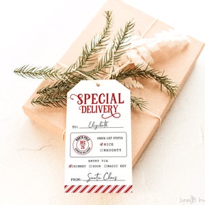 Santa Special Delivery Christmas Tags | North Pole Tag | Editable Santa Gift Tags | From Santa Tags | Personalized Santa Tags | Template