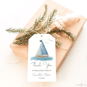 Nautical Baby Shower Favor Tag | Editable Baby Shower Favor Tag | Sailboat Thank You Tag | Boy Baby Shower | Nautical Gift Tag