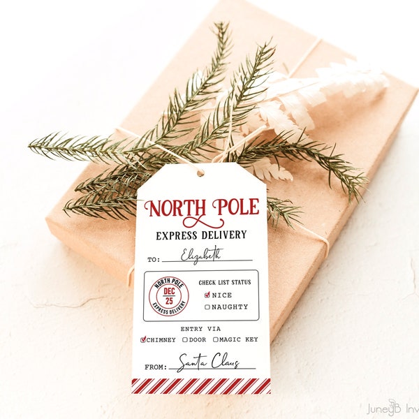 North Pole Tag | Santa Special Delivery Christmas Tags | Editable Santa Gift Tags | From Santa Tags | Personalized Santa Tags | Template