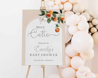 Little Cutie Baby Shower Welcome Sign | Citrus Theme (Editable Template)