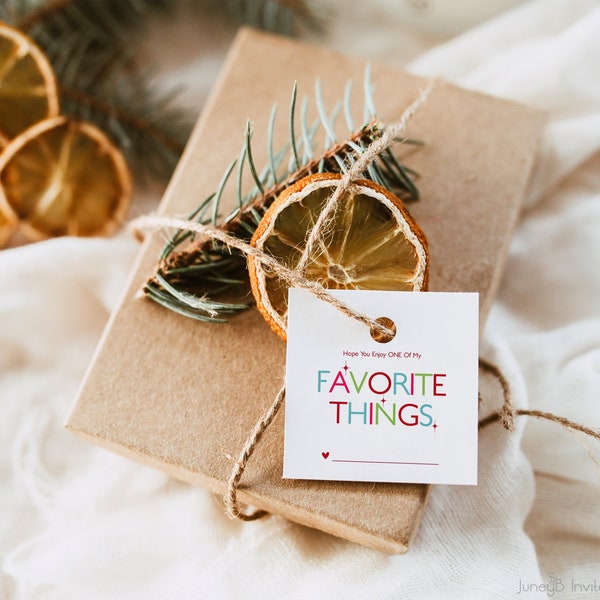 Favorite Things Christmas Party Tag Template | Minimalist Christmas Tag | Modern Christmas Gift Tag | Gift Exchange Party Tag | Editable