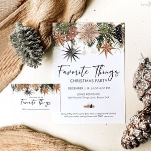 Favorite Things Party Invite and Tag | Gift Exchange Invite | Favorite Things Christmas Invitation Template | Modern Favorite Things Party