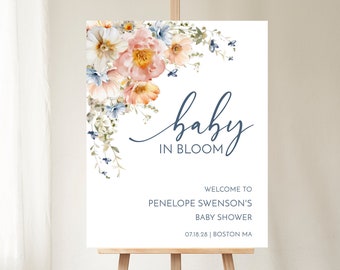 Floral Baby Shower Welcome Sign | Baby In Bloom Template (Digital Download)