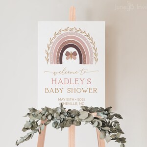 Boho Rainbow Baby Shower Welcome Sign Template | Rainbow Party Decorations | Printable Sign | Earth Tone Rainbow