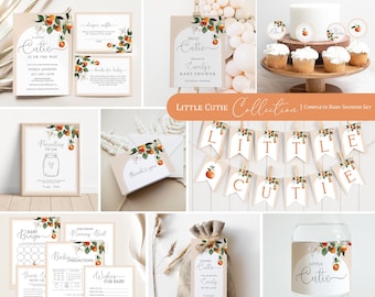 Little Cutie Baby Shower Bundle | Orange Theme (Editable Template)