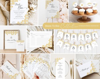 Paquete de invitaciones para despedida de soltera de Bride to Bee: decoración de panal y abejas