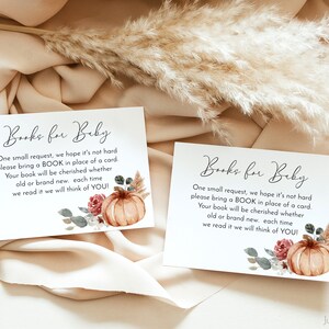Pumpkin Books for Baby Card | Fall Baby Shower Insert (Editable Template)