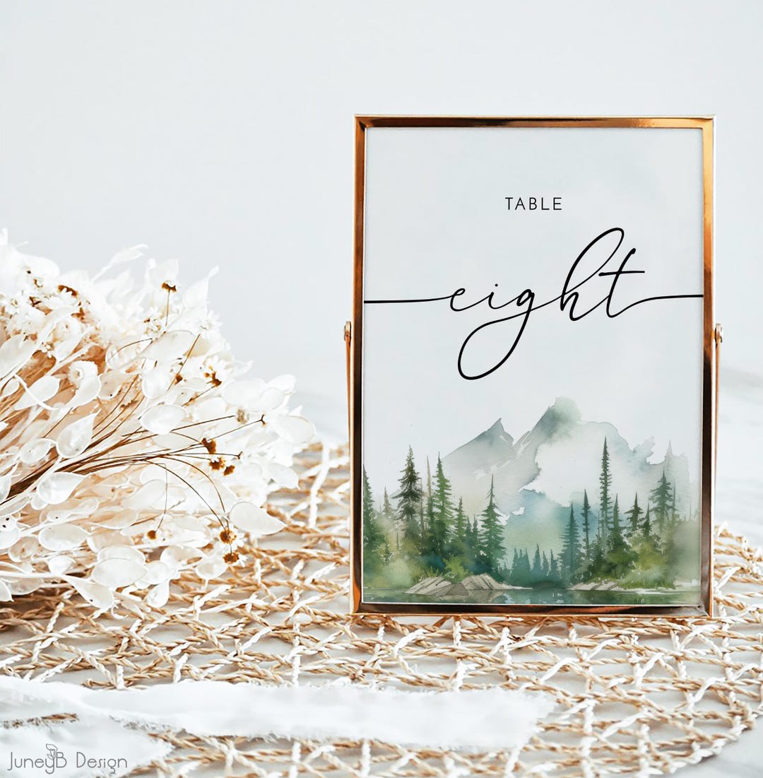 Wedding Table Sign Rustic Printable Wedding Table Numbers | Mountain Forest Theme | Rustic ...