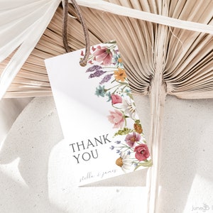 Wildflower Wedding Favor Tag | Thank  You Favor Tag | Favor Tag Template | Wildflower Thank You | Boho Wedding | Editable Template