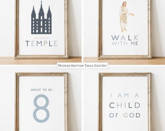 Modern LDS Baptism Table Sign Template Set Editable Decor for Boy (Printable)