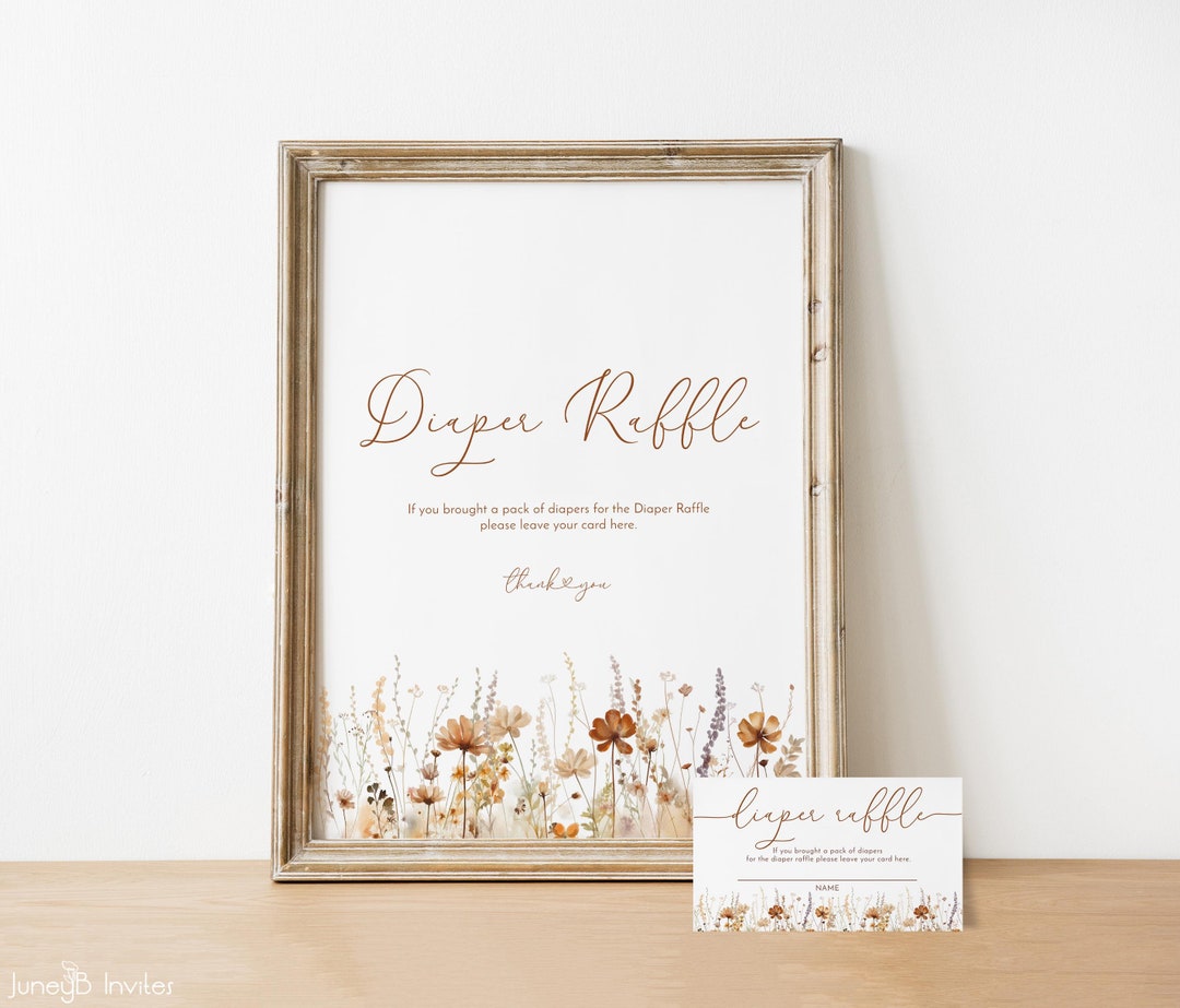 Fall Raffle Signage Fall Florals Diaper Raffle Sign and Card | Autumn Diaper Raffle Ticket ...
