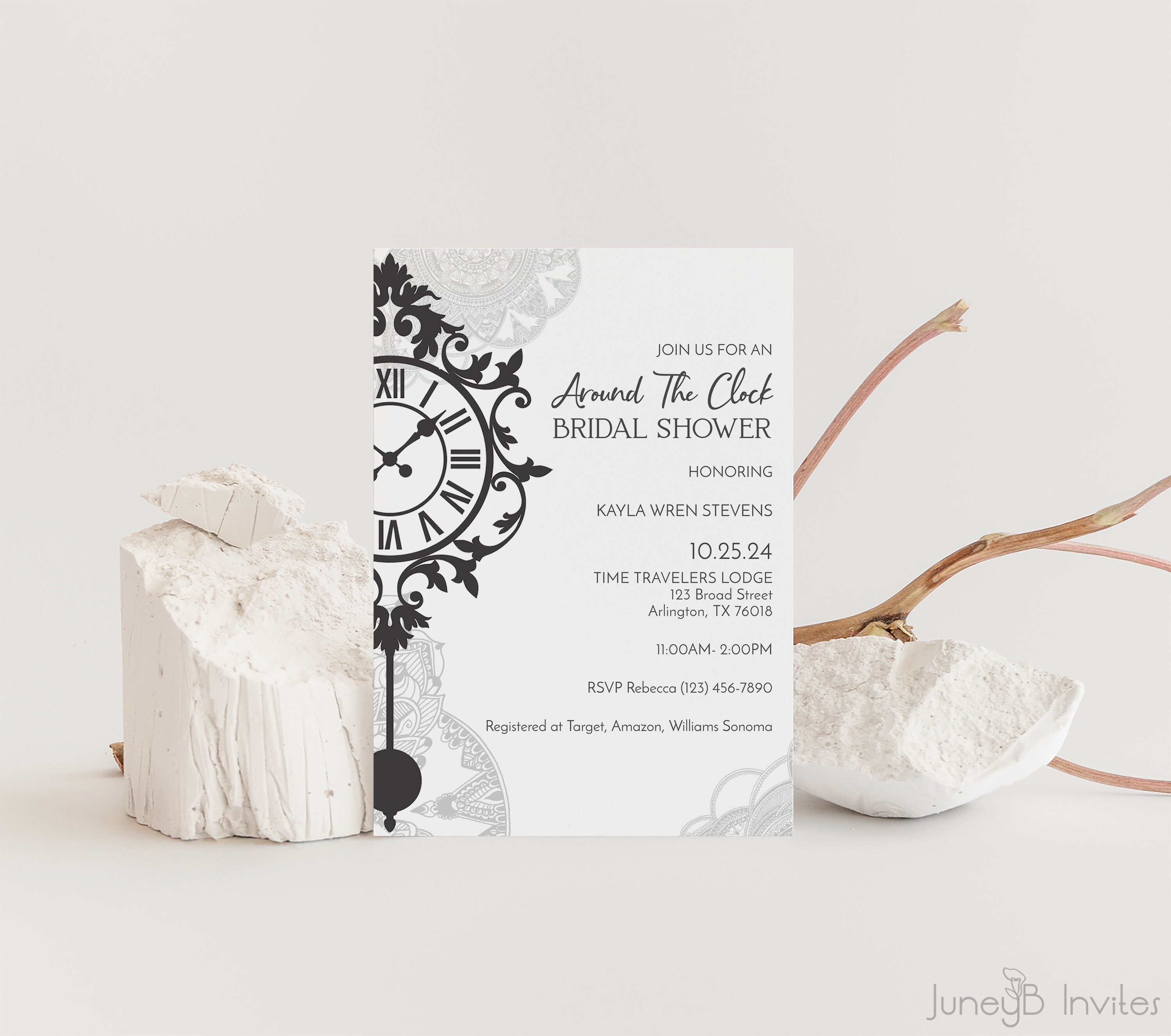 Round The Clock Shower Invitation Wording Bridal Shower Invitation