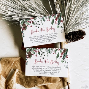 Insertion de carte de Noël pour bébé avec petits fruits et verdure | Fête prénatale de Noël | Modèle de livres d'hiver pour bébé