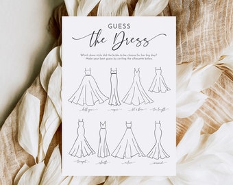 Minimalist Guess The Dress Bridal Shower Game | Bridal Dress Game | Wedding Dress Game | Hen Party Games | Bridal Shower Games