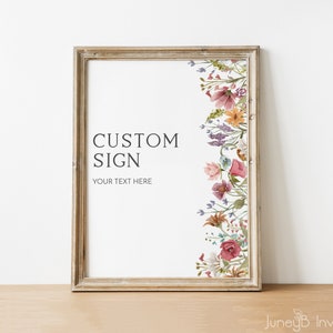 Wildflower Custom Sign | Spring Florals Editable Sign Template | Boho Wildflowers Sign Template | Instant Download | Edit With Corjl