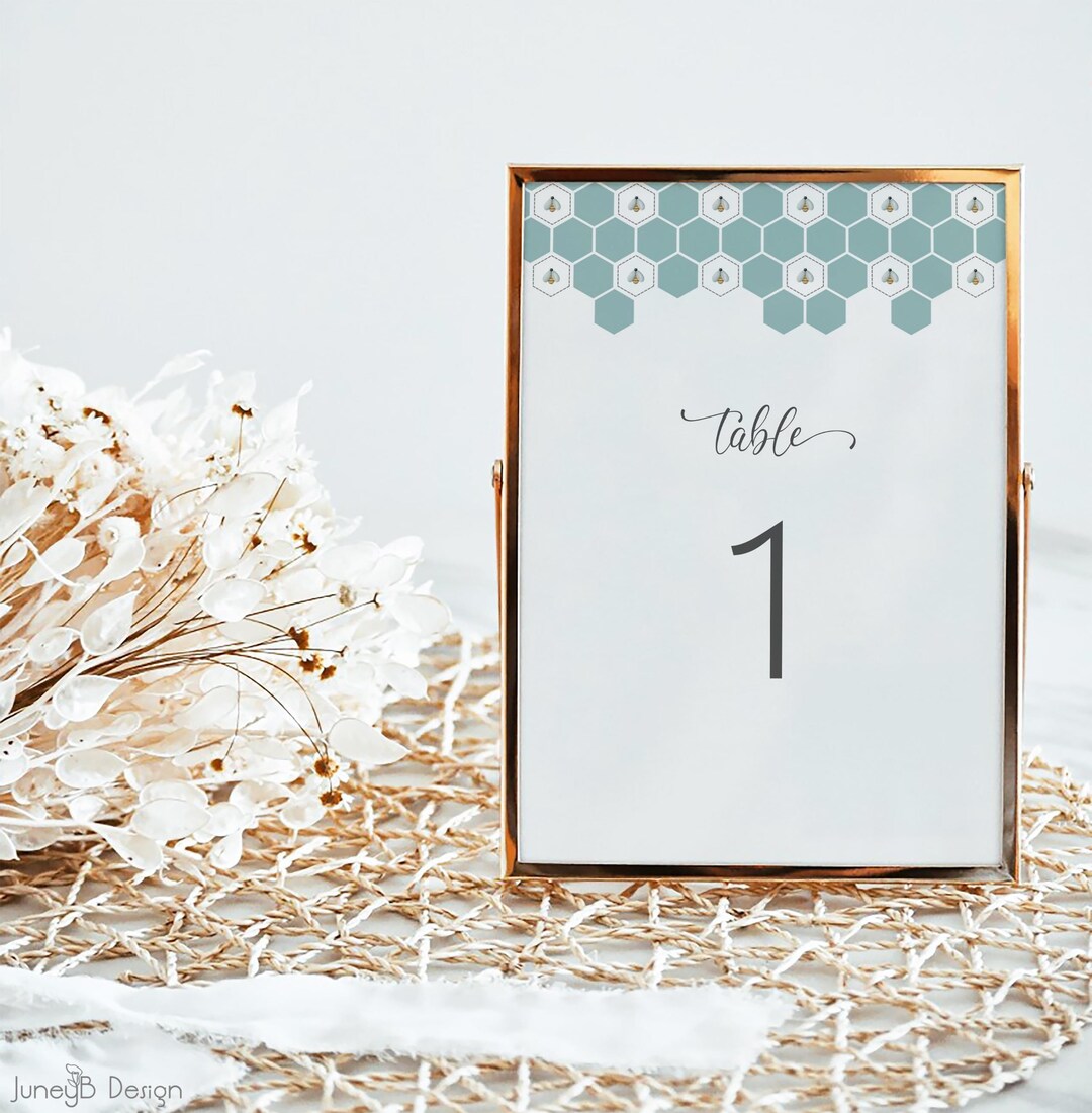 Honey Bee Table Numbers Template | Bee Bridal Shower Printable Table ...