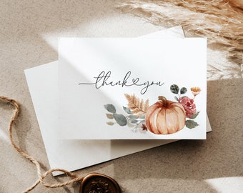 50 Kürbis Dankeskarten Mit Umschlägen - 10,2x15,2 Cm Für Babyparty & Herbstfeiern