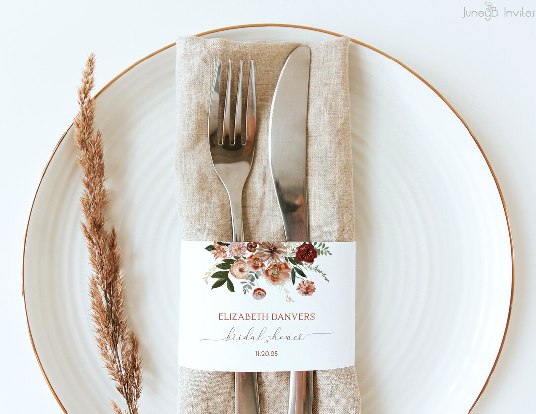 Fall Napkin Wrap | Fall Bridal Shower Napkin Band | Fall Wedding Napkin ...