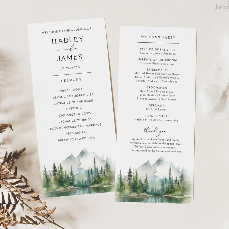 Rustic Wedding Program - Etsy