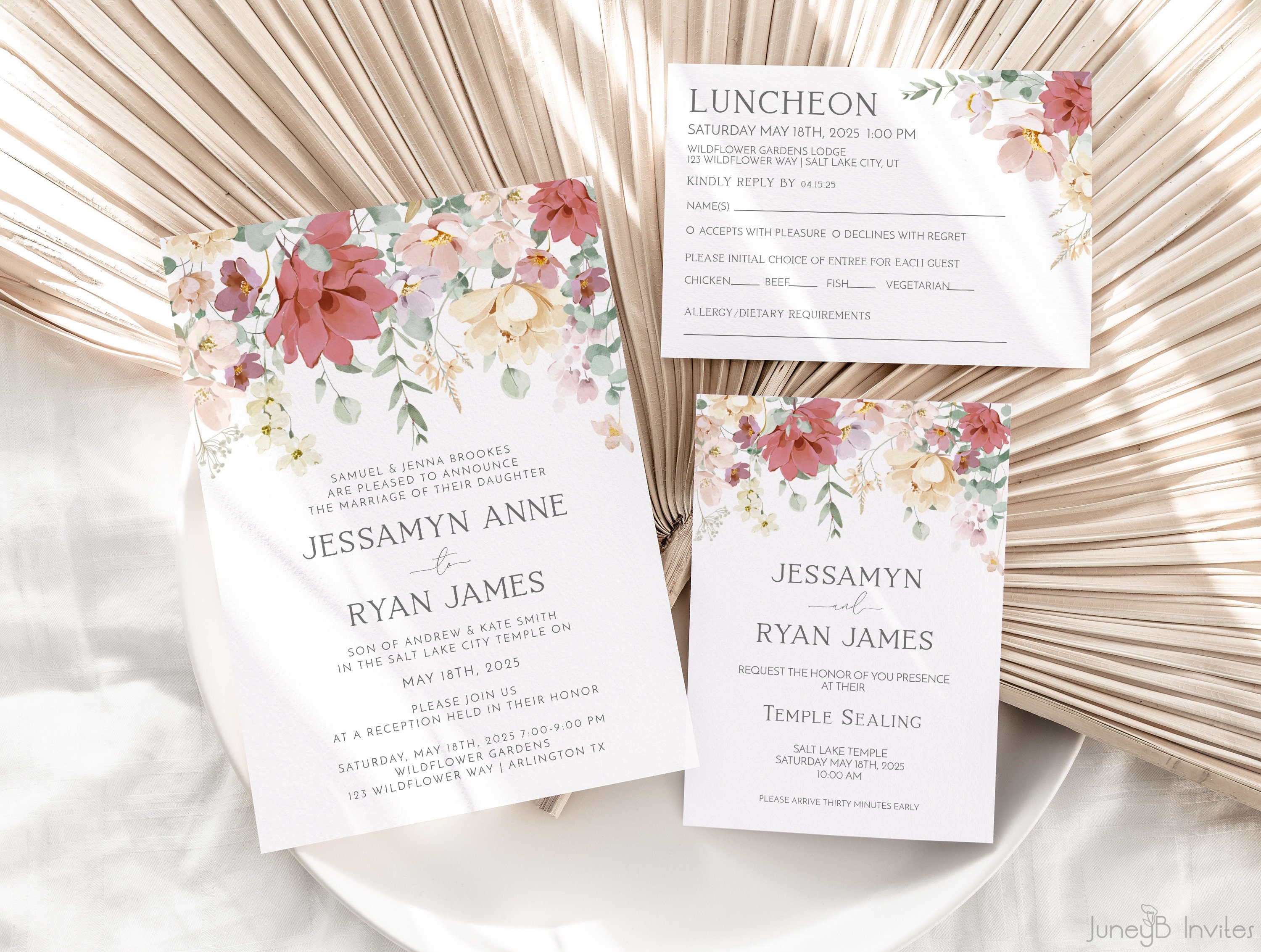 LDS Wedding Invitation | Wildflower Wedding Invitation Bundle