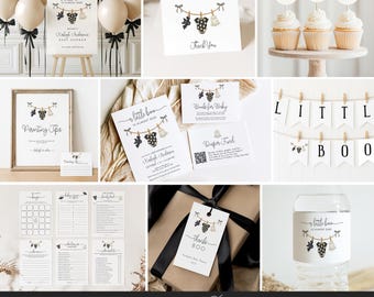 Halloween babyshower printables – Little Boo Spooky-Cute Games-bundel, genderneutraal feestdecor, spook, rompertje, vleermuisthema