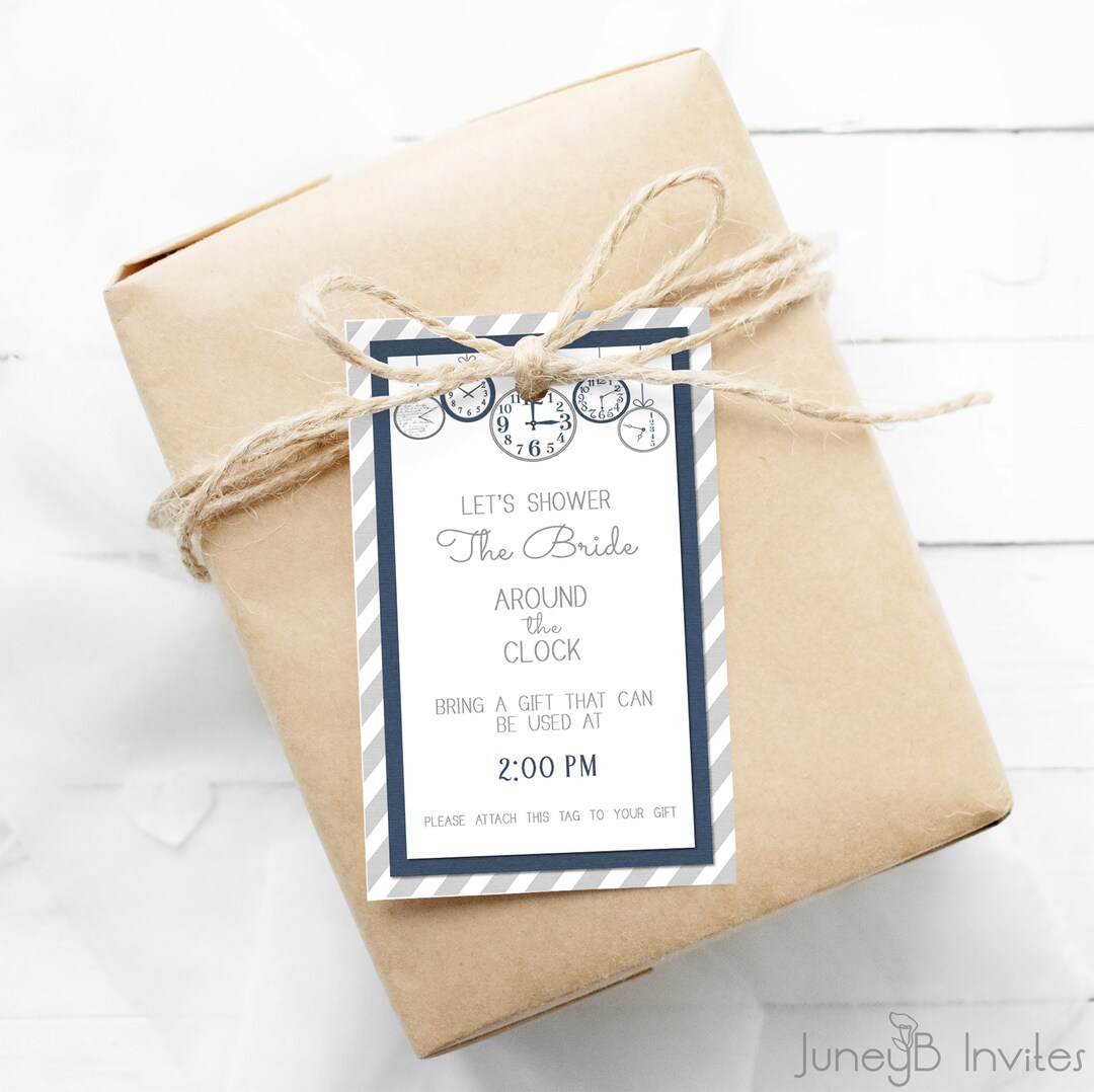 Around the Clock Bridal Shower Tags Around the Clock Gift Etsy