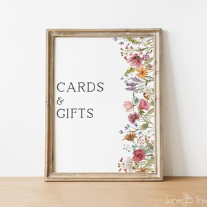 Wildflower Bridal Shower Cards and Gifts Sign Template | Wildflower Sign | Boho Bridal Shower Download | Editable Template | Printable