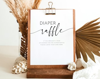 Minimalist Diaper Raffle Sign Template | Editable Baby Shower (Digital Download)