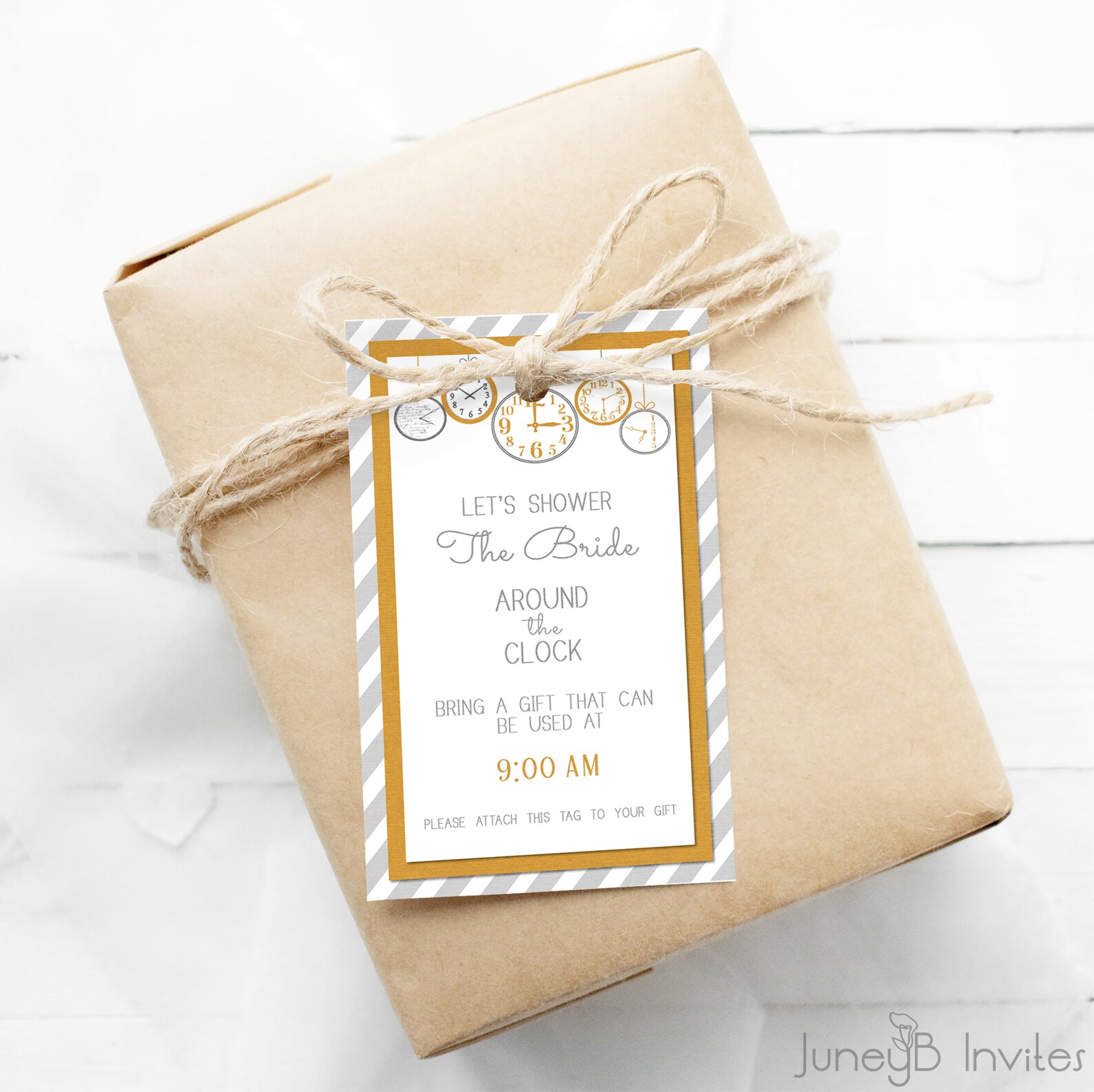 Around the Clock Bridal Shower Tags Around the Clock Gift Etsy