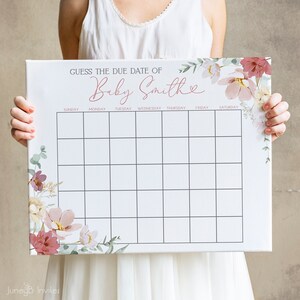 Wildflower Due Date Calendar Game | Baby In Bloom Baby Shower Calendar | Boho Baby Shower Sign | Baby Prediction Game | Due Date Calendar