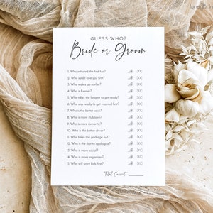 Devinez qui les mariés | de jeu de chaussures de mariage | Jeux de douche nuptiale de script | Jeux de douche nuptiale imprimables | Jeu de mariage