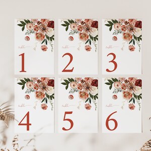 Fall Wedding Table Numbers | Floral Table Numbers | Fall Bridal Shower ...