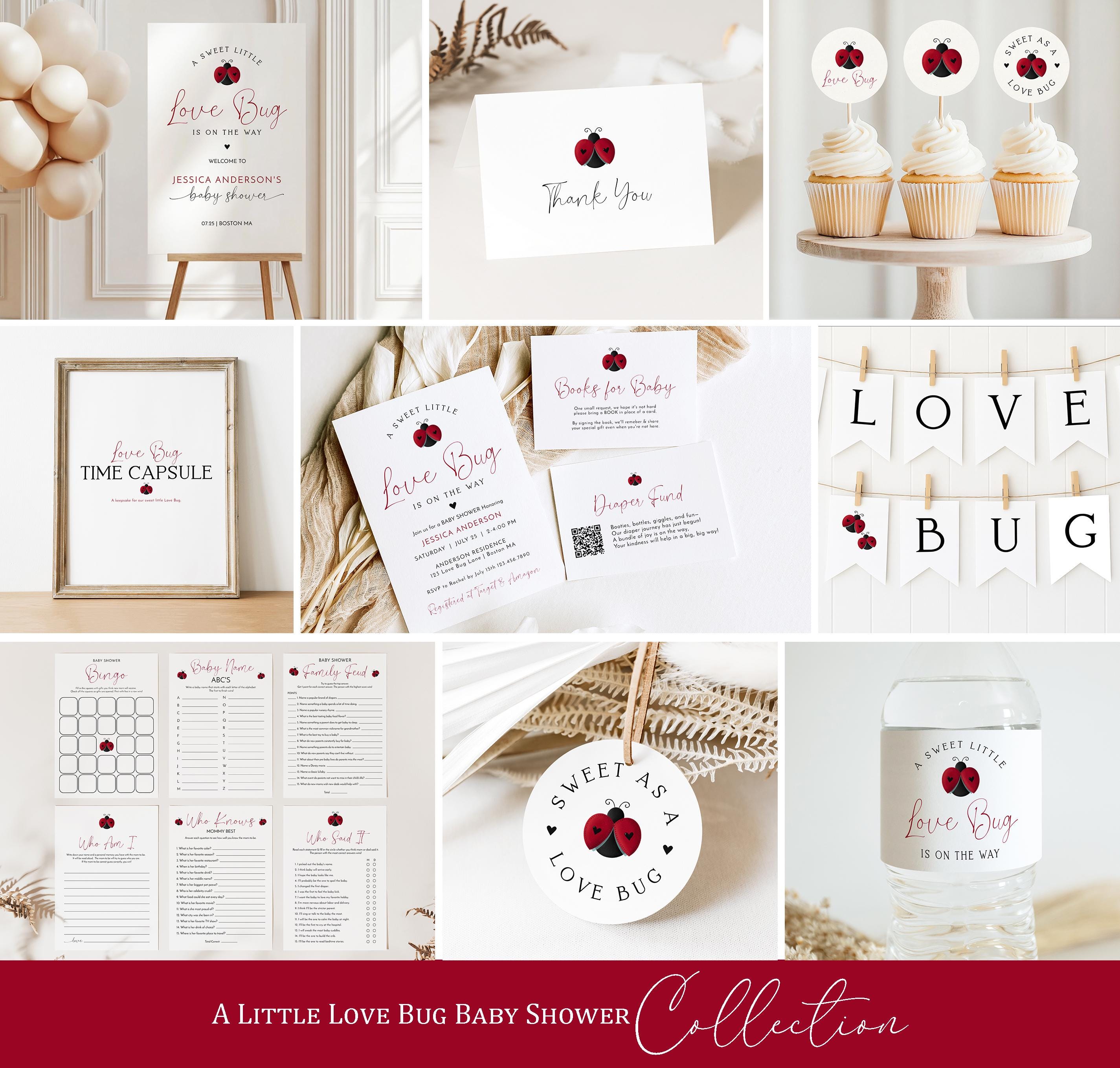 Love Bug Diaper Raffle Card: Ladybug Baby Shower Game Insert (editable ...