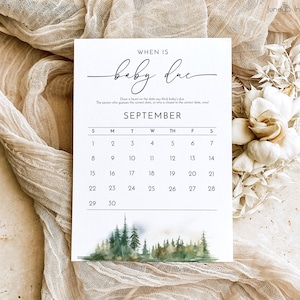 de jeu de calendrier de baby shower de <br> Profitez-en ! Quand la naissance est-elle prévue carte de vœux | Devinez l'anniversaire de bébé | Calendrier des dates d'accouchement pour la baby shower aventure
