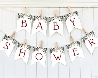 Christmas Baby Shower Banner Template Merry Little Baby Shower