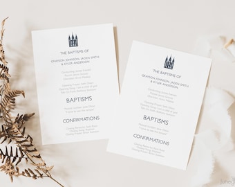 Modern LDS Baptism Program Template Editable for Boy Minimal (Printable)