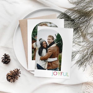 Tarjeta fotográfica de Navidad Joy / Plantilla de tarjeta de Navidad 5x7 / Tarjeta de Navidad editable / Tarjeta fotográfica navideña / Tarjeta fotográfica navideña moderna