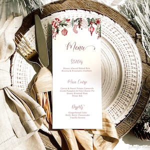 Christmas Menu | Editable Menu | Dinner Menu |  Holiday Menu Cards | Christmas Party | Table Decor | Winter Wedding Menu