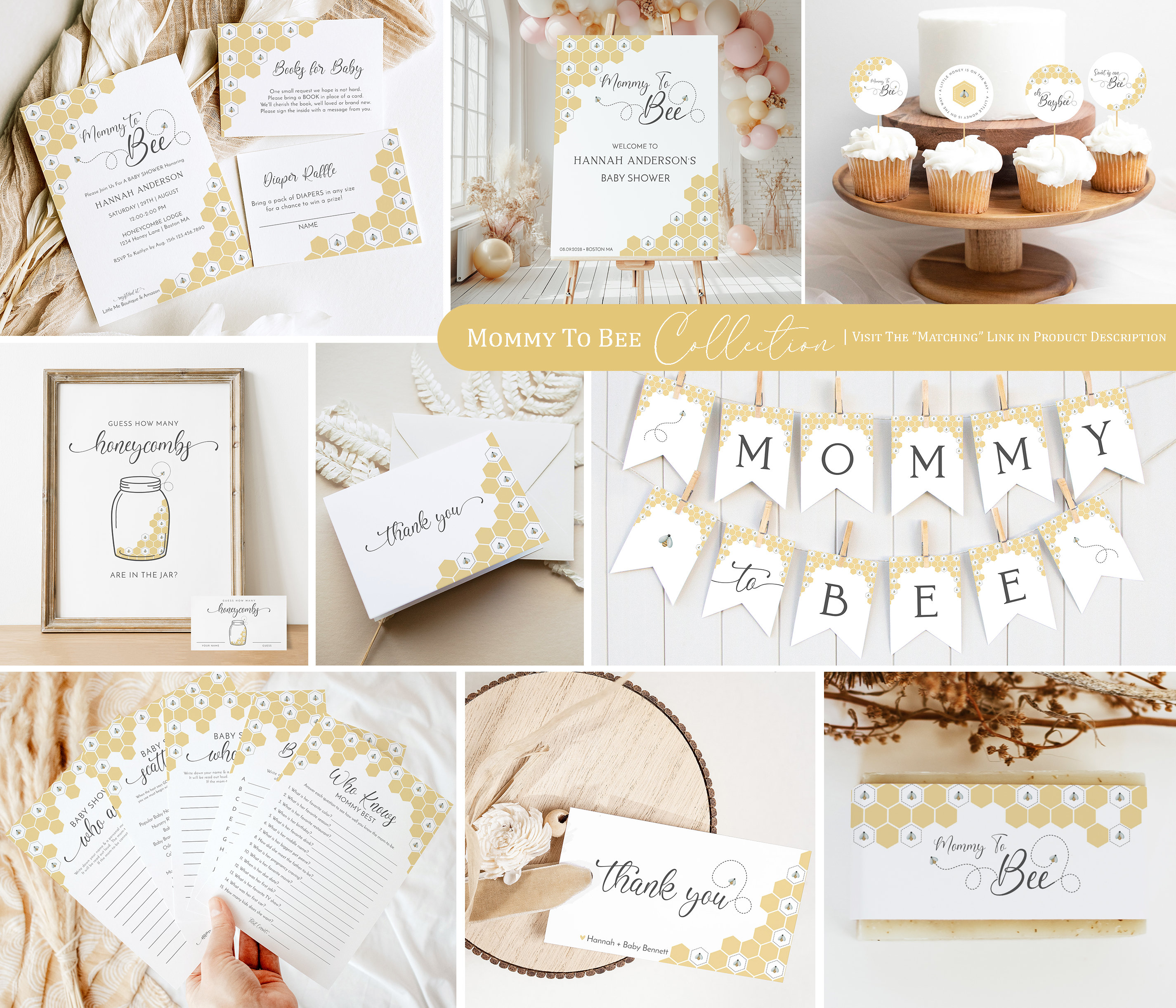 Sweet As Can Bee 24 Biglietti Di Ringraziamento A Forma Di Ape Per Baby Shower, 4 Design Unici Con Buste Bianche, Made In USA - 3