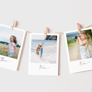 Minimalist Photo Banner Template | How Old Were They Bridal Shower Game | Modern Photo Garland  | Editable Template