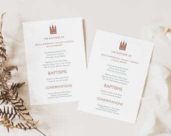 Modern LDS Baptism Program Template Editable for Girls Minimal (Printable)