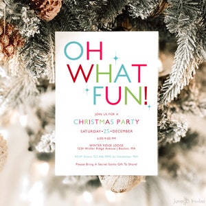 Minimalist Oh What Fun Christmas Party Invite | Modern Christmas Invite | Holiday Invitation | Editable Christmas Party Invitation
