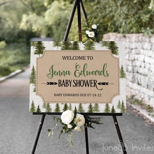 Deer Antlers Baby Shower Welcome, Woodland Shower Welcome Sign, Oh Deer Baby Shower, Baby Boy Shower Sign, Editable Welcome Sign