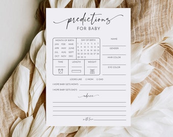 Baby Shower Predictions Game | Minimalist Printable (Editable Template)