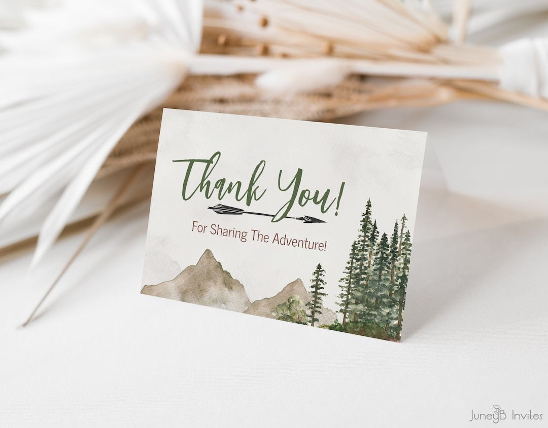 Watercolor Trees Thank You Card Baby Thank You Notes Thank You Card