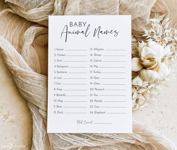 Guess the baby 2025 animal name game printable